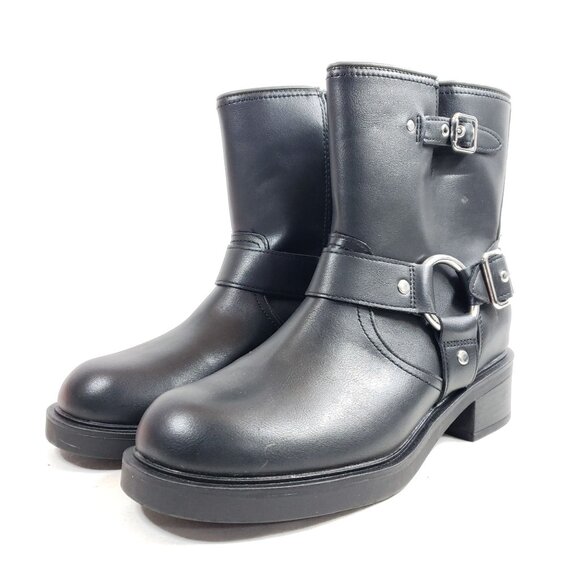 Womens Size 10 Black Harness Ankle Boots Black Faux Leather - Picture 2 of 9